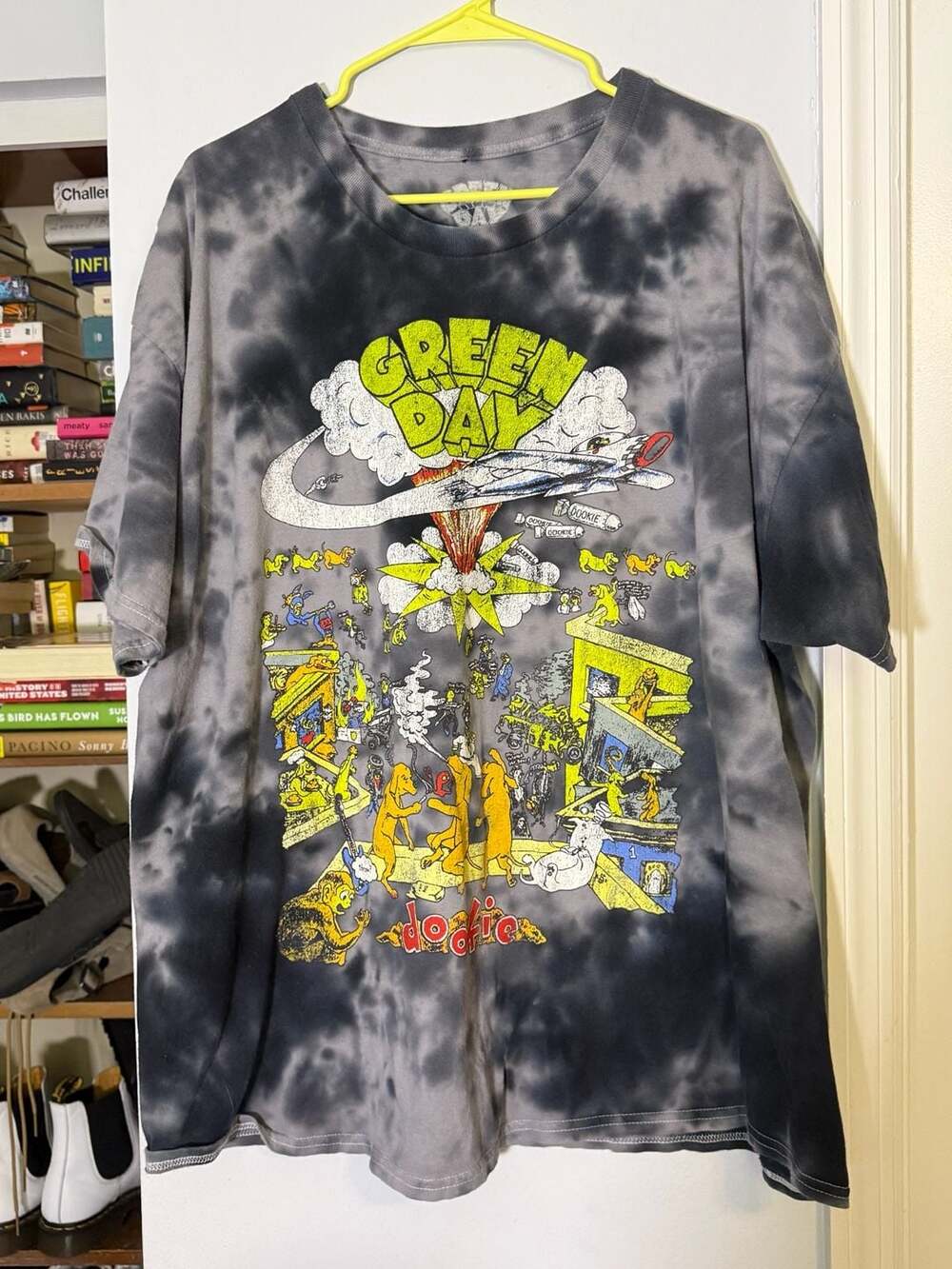 Green Day Dookie Dogs Tie-Dye T-Shirt Black Gray XXL